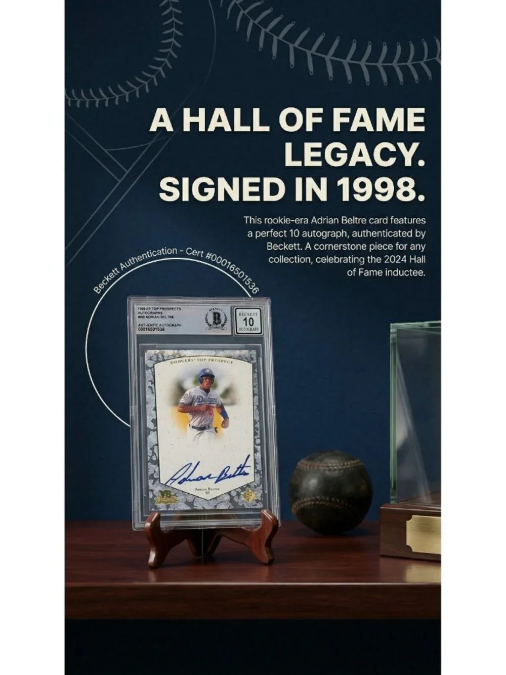 Adrian Beltre Signed 1998 SP Top Prospects #AB Dodgers BGS Auto 10 Slabbed